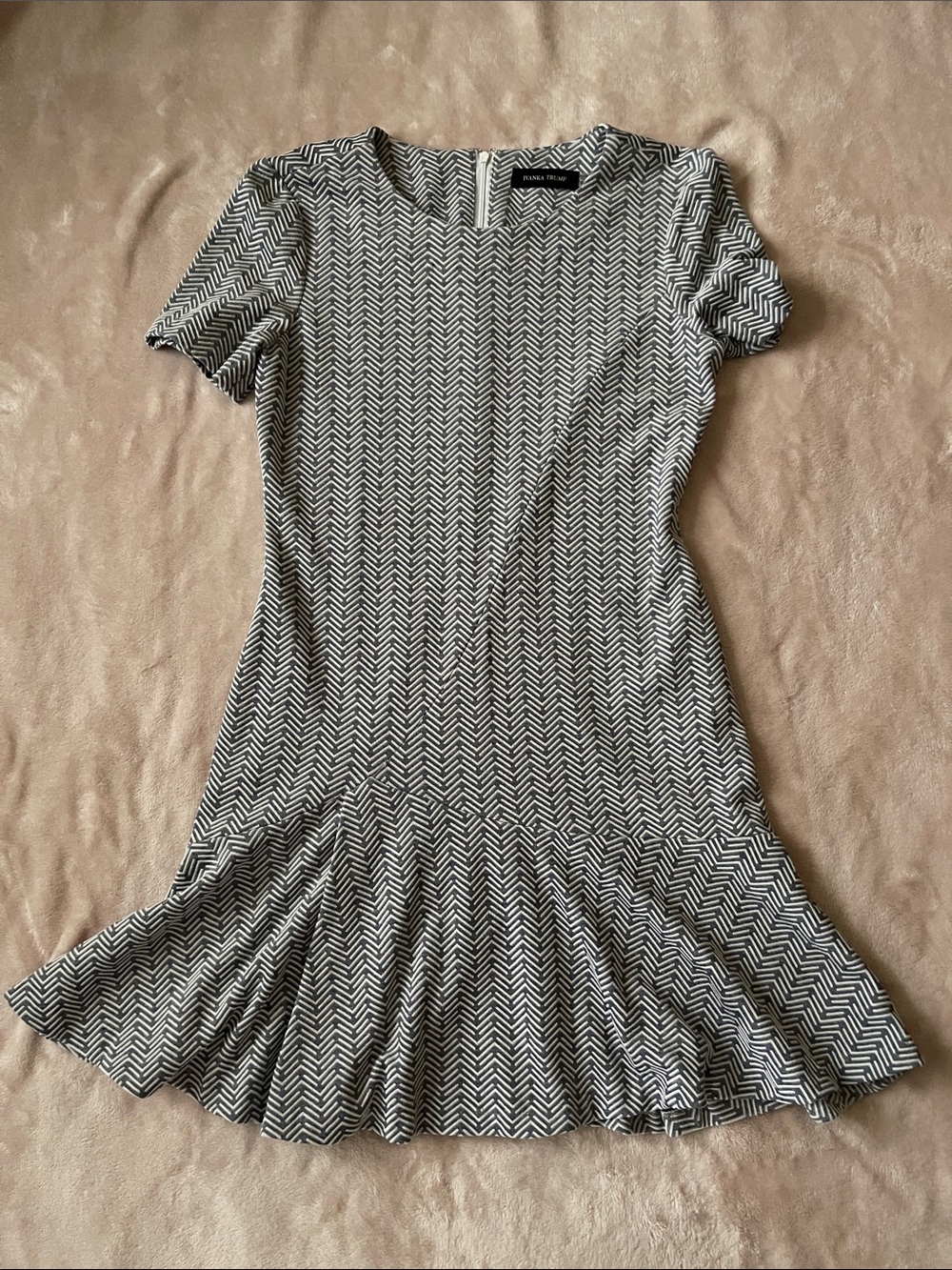 Ivanka Trump Black & White Chevron Mini Dress